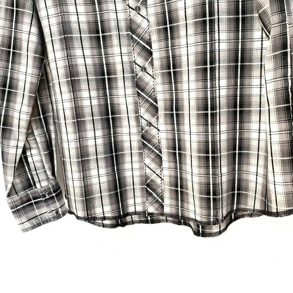 Wrangler Pearl Snap Plaid Shirt XL Gray Cowboy Western Country Classic - Picture 3 of 5